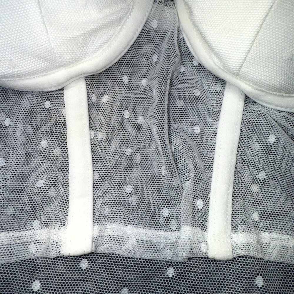 Bozzolo Mesh Corset Top Women's M White Dotted Sheer Padded Adjustable Straps - Picture 2 of 7